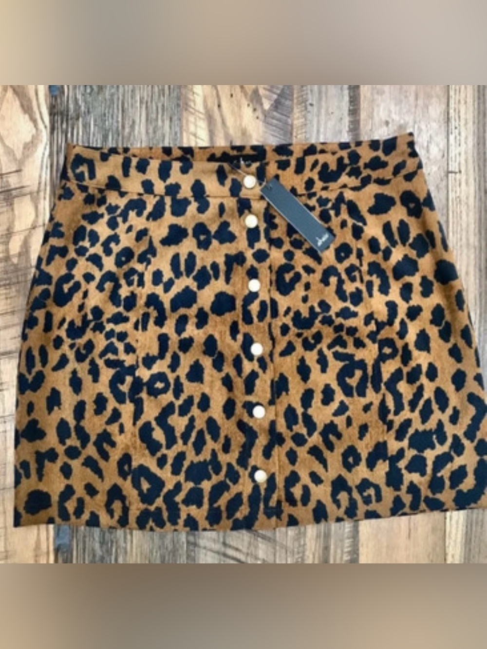 Akaiv Leopard Print Button-Front Mini Skirt - Brown/Black